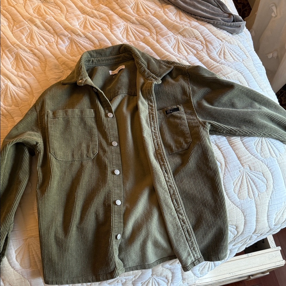 Zara Sage Green Corduroy Shirt - Picture 2 of 3